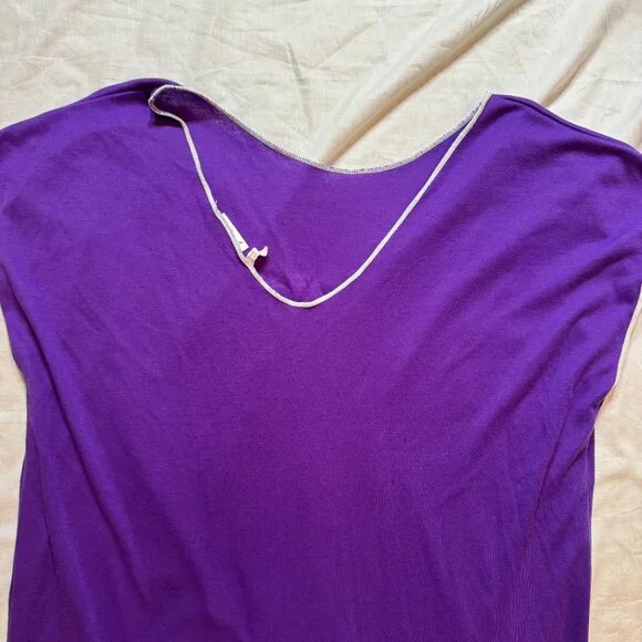 Vintage 80s Hawaiian Flavor Hawaii Nightie, Purple with White Trim - Picture 5 of 6